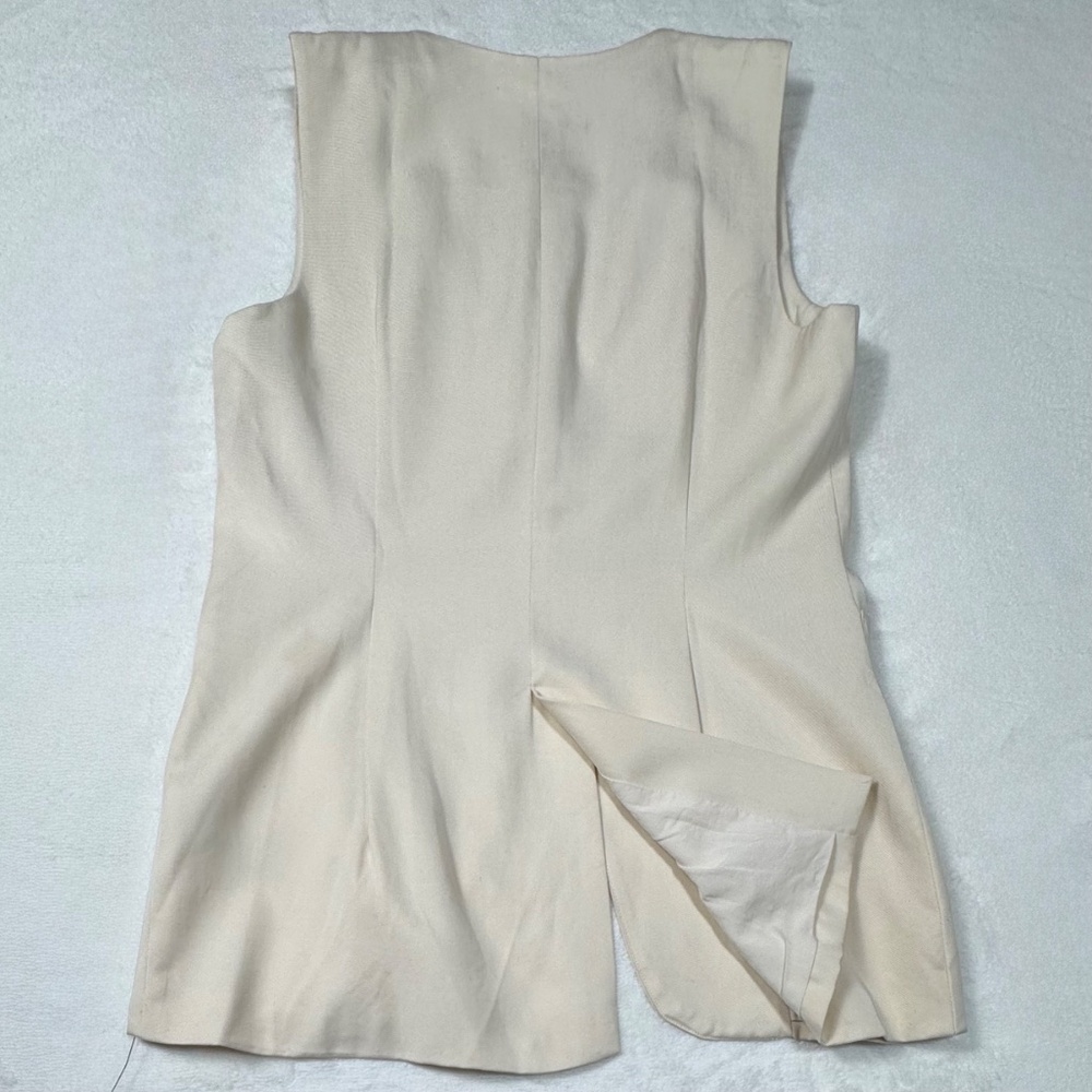 Reformation Casey Vest - Tailored Longline Waistcoat/ Sleeveless Top Cream - Picture 5 of 13
